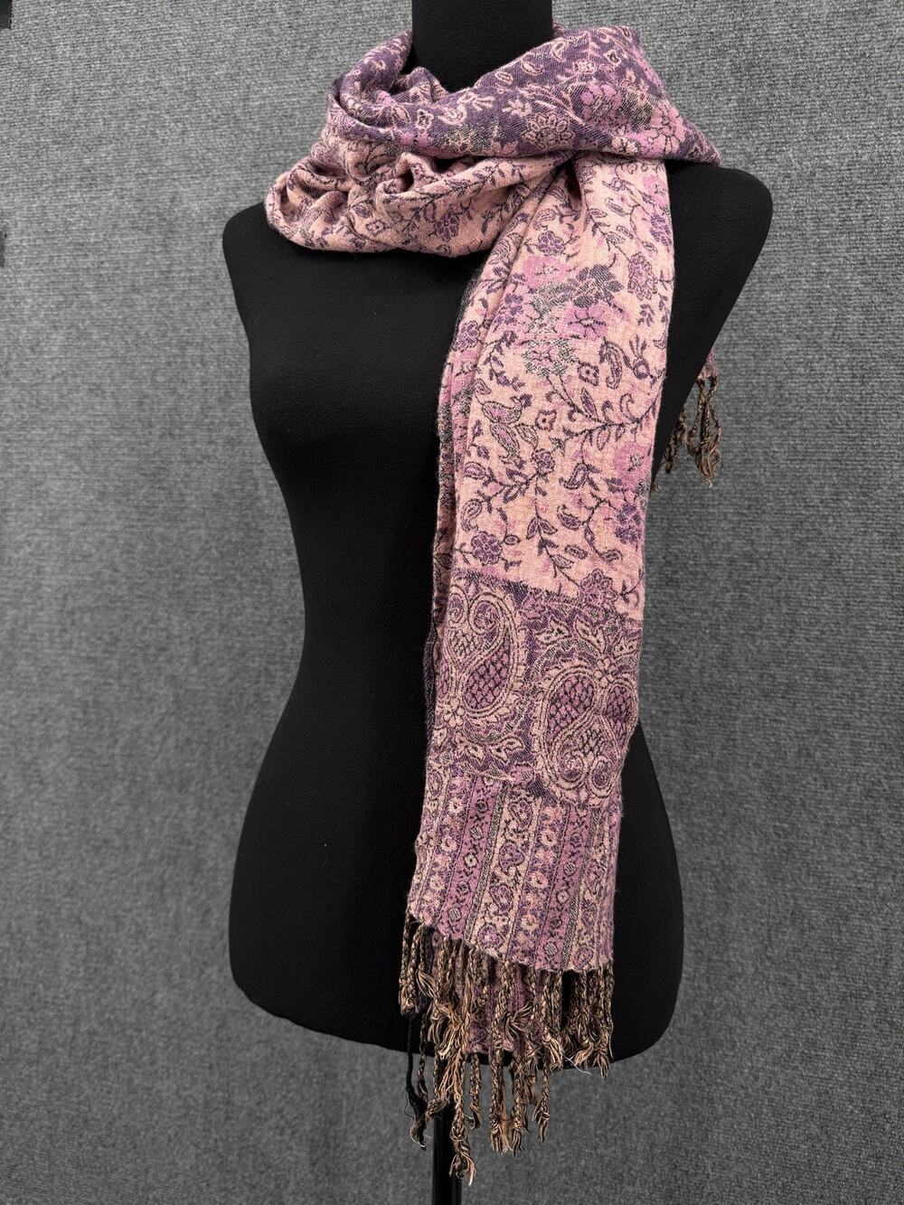 VISCOSE Floral Paisley Shoulder Shawl Mauve Dusty Pink